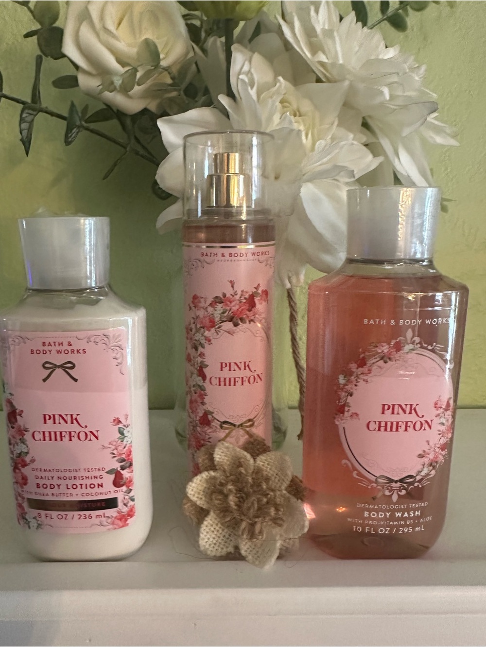 Bath & Body Works Pink Chiffon Body Wash, Lotion & Mist Set - Pink
